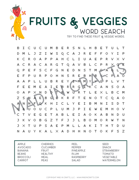 Fruits and Veggies Activity Printable Bundle