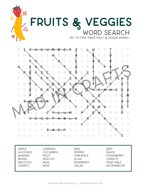 Fruits and Veggies Activity Printable Bundle