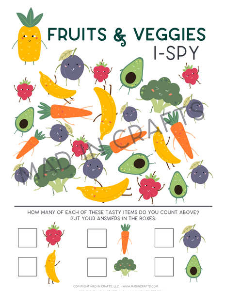 Fruits and Veggies Activity Printable Bundle