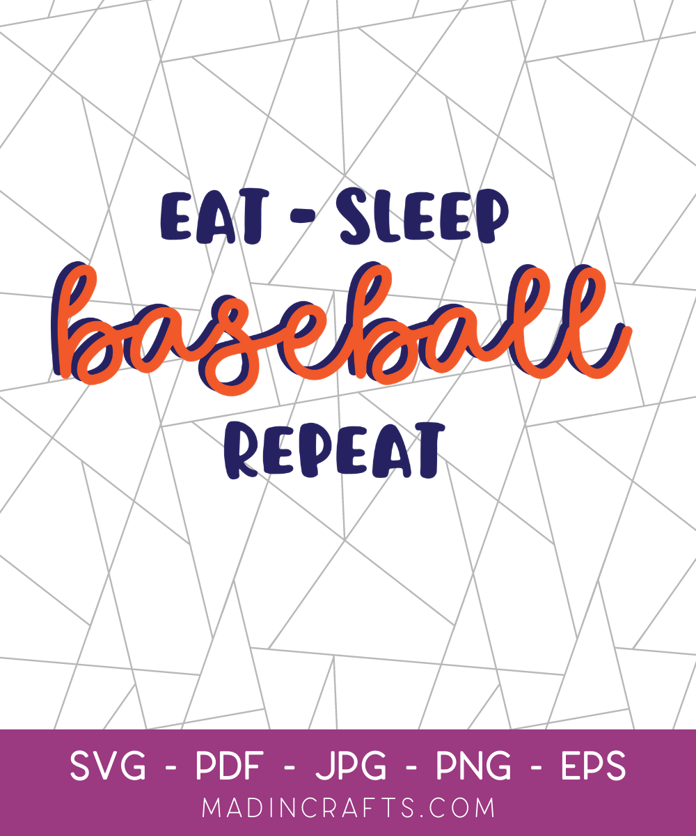 Eat Sleep Baseball Repeat, baseball svg, Sports, Baseball Fan