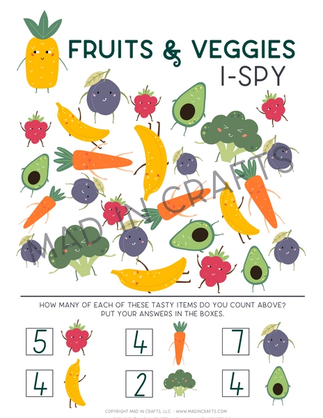 Fruits and Veggies Activity Printable Bundle