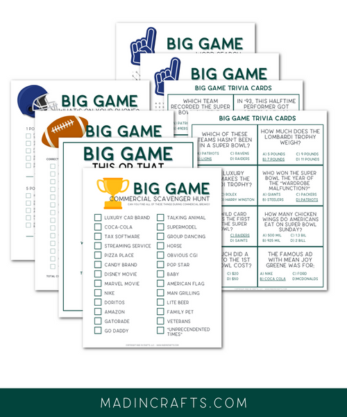 Big Game Football Printable Bundle