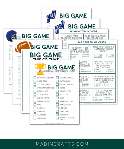 Big Game Football Printable Bundle