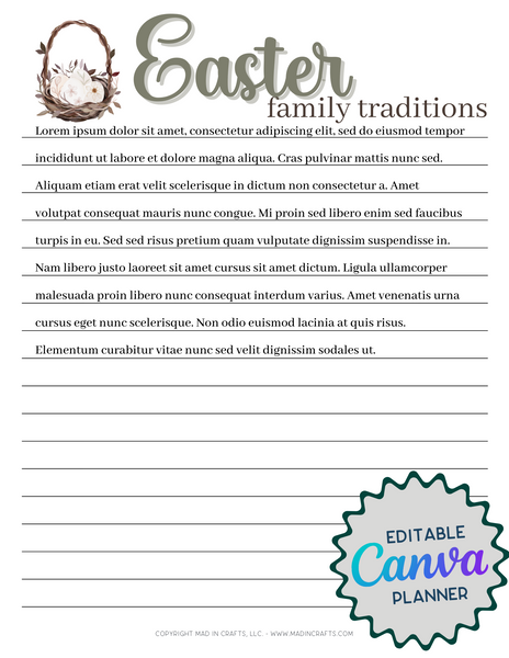 Editable Canva Easter Planner Template