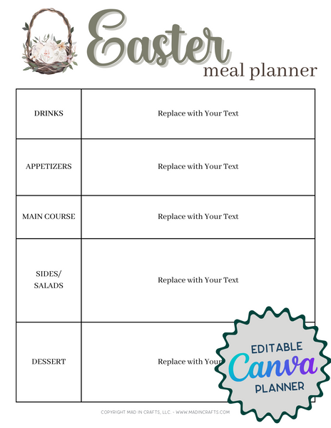 Editable Canva Easter Planner Template