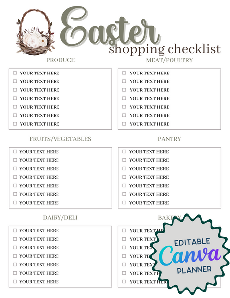 Editable Canva Easter Planner Template