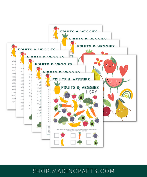 Fruits and Veggies Activity Printable Bundle