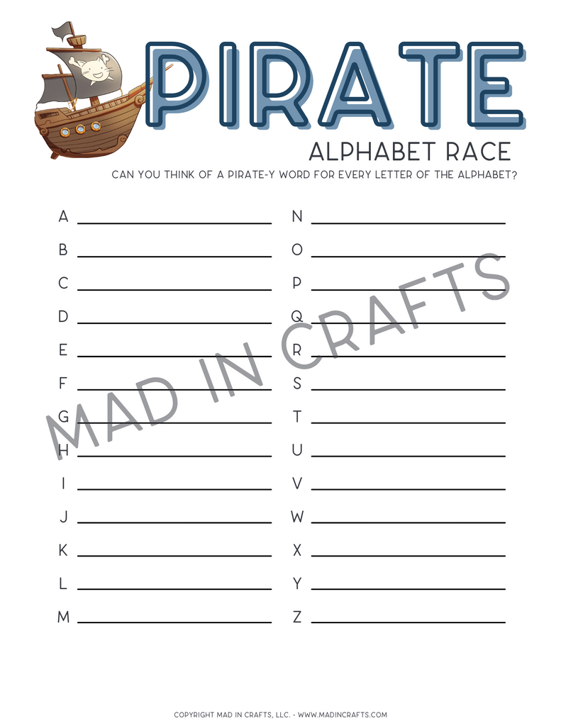 Pirate Activity Printable Bundle – Mad in Crafts