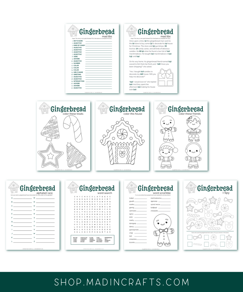 Printable Gingerbread Activity Bundle