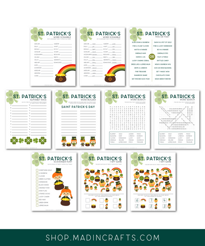 St. Patrick's Day Printable Games Bundle