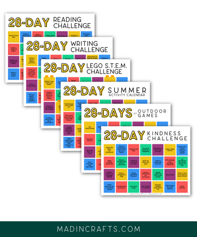 6 Challenge Calendars for Kids Printable Bundle