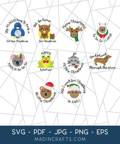 10 Punny Animal Christmas SVGs Bundle