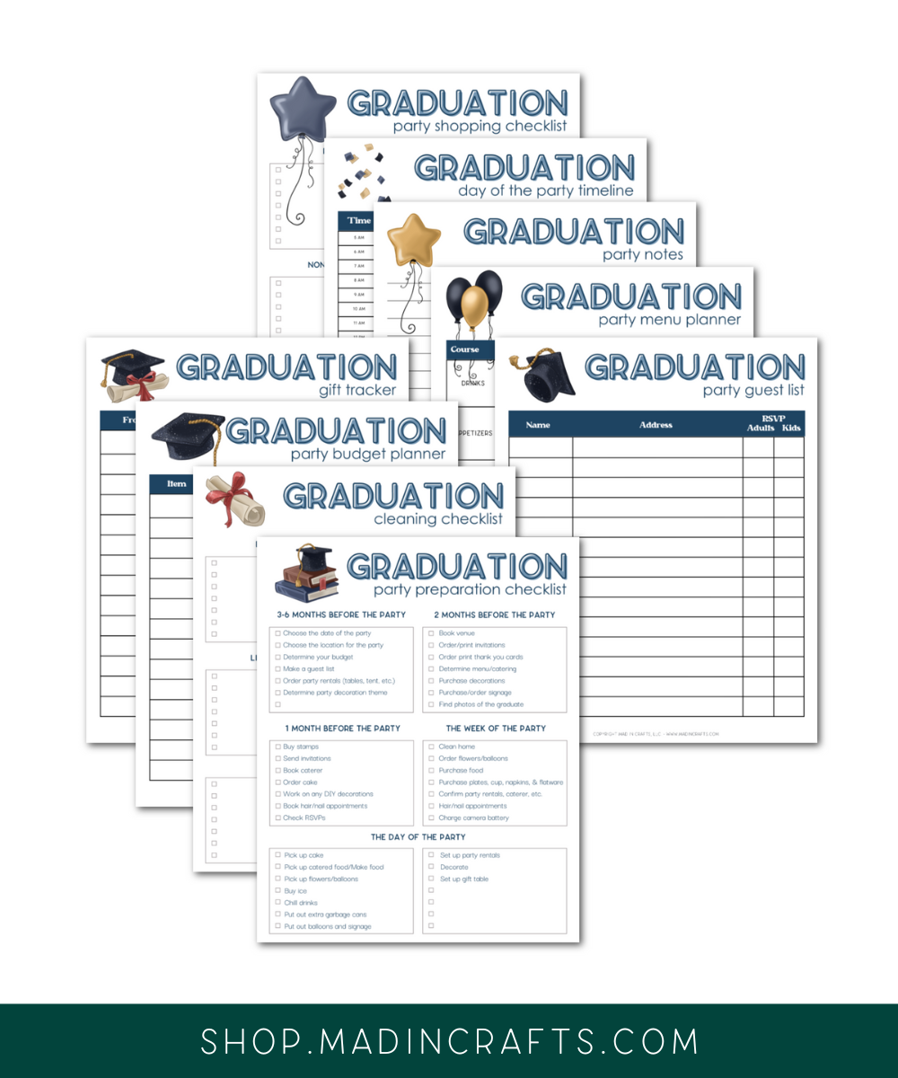Graduation Party Planning Printable Bundle – Mad in Crafts for Graduation Party Checklist Free Printable