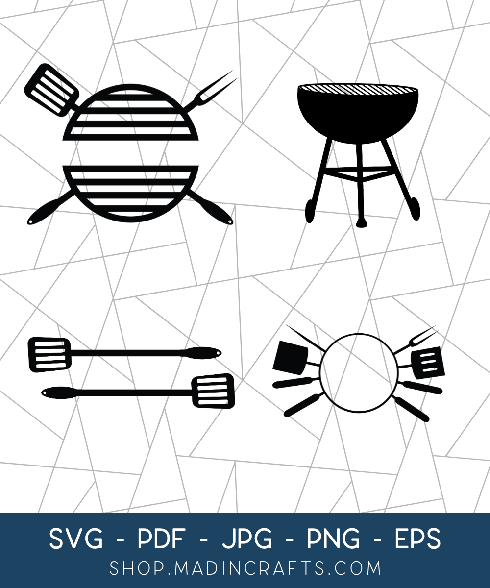 4 Grilling Monogram SVGs Bundle