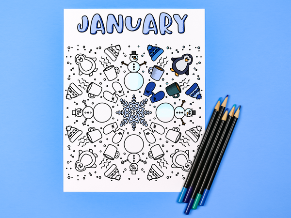 12 Months of Coloring Pages Printable Bundle