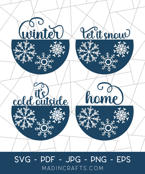 4 Winter Circle Sign SVG Bundle