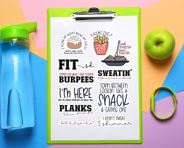 Snarky Exercise Printable Stickers
